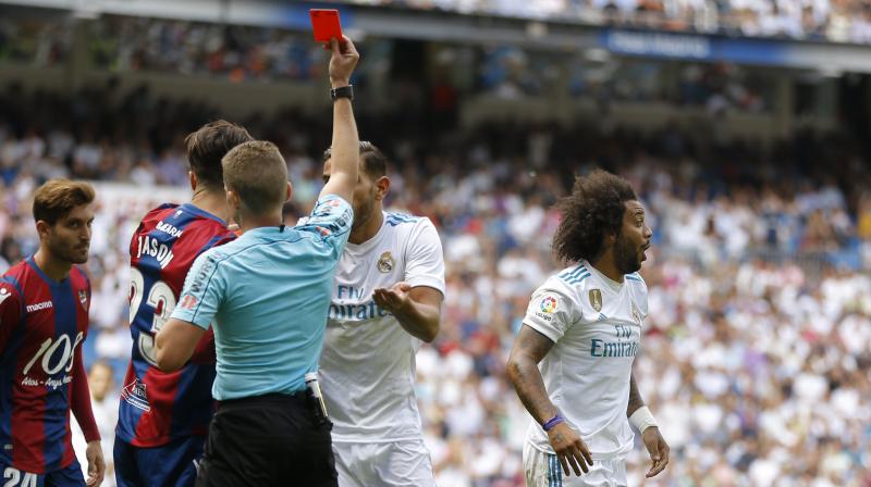 Levante hold Real Madrid marcelo gets red card