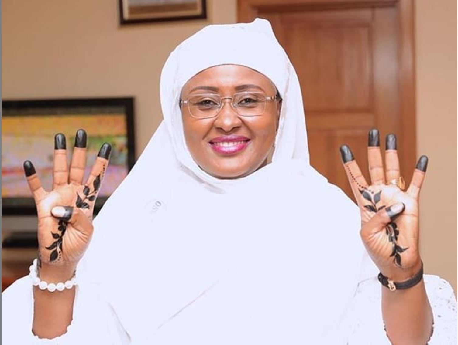 Aisha Buhari gets 'Four More Years' tattoo to campaign for hubby