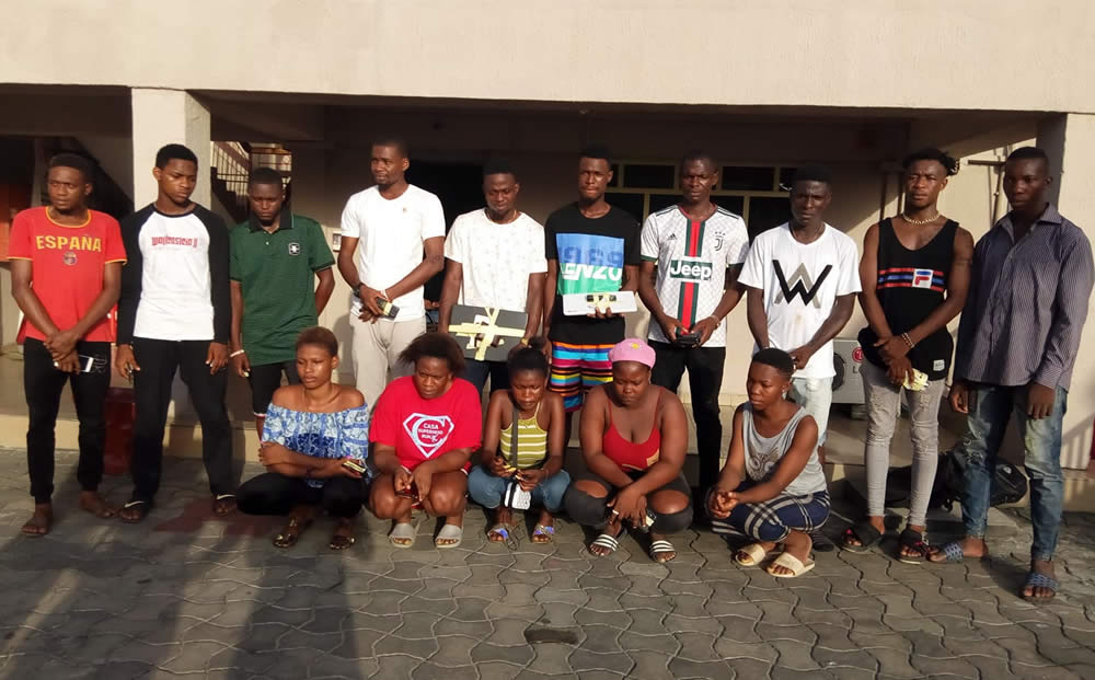 Five ladies, ten men busted in hotel hide out in Port Harcourt