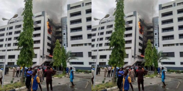 BREAKING: Accountant General Of Federation’s Office in Abuja on fire