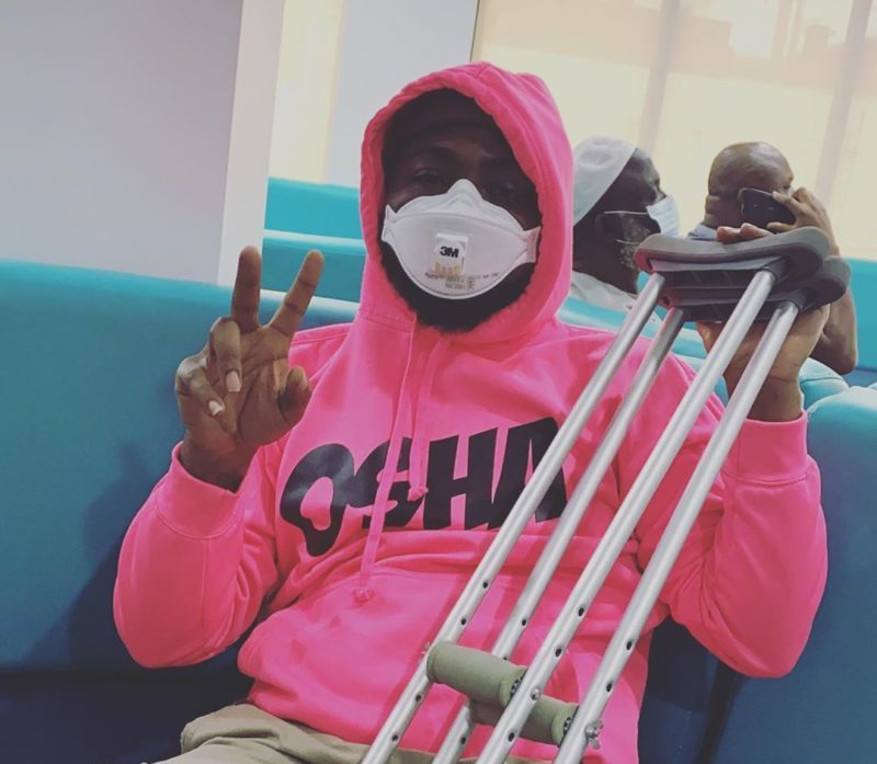 Who cares, clout chaser, Nigerians react to Davido in crutches