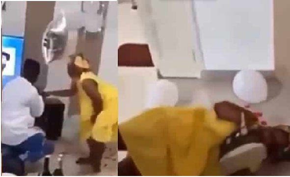 Overly excited lady rolls on the floor, jumps on boyfriend after he proposed