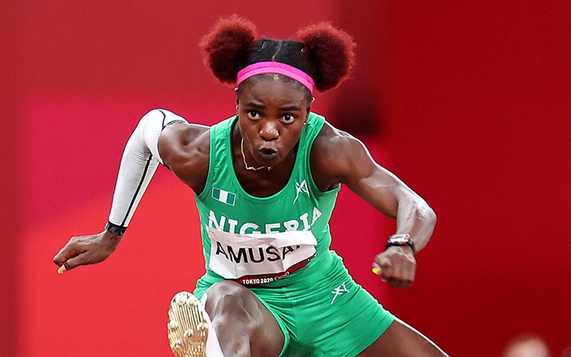 Tobi Amsan finished fouth in women's hurdles
