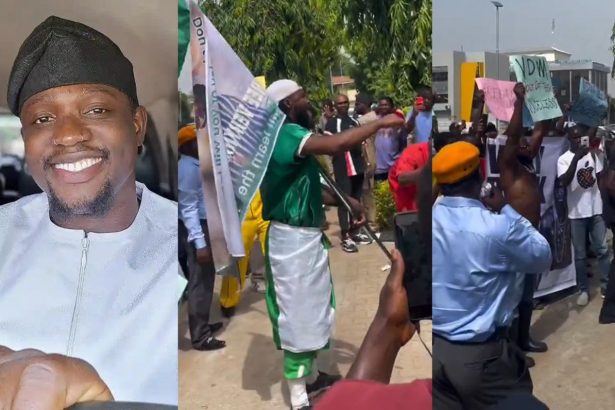 #FreeVDM: Protesters storm GTBank headquarters in Abuja